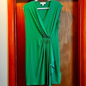 Kelly Green Michael by Michael Kors faux wrap dress with silver accent szM